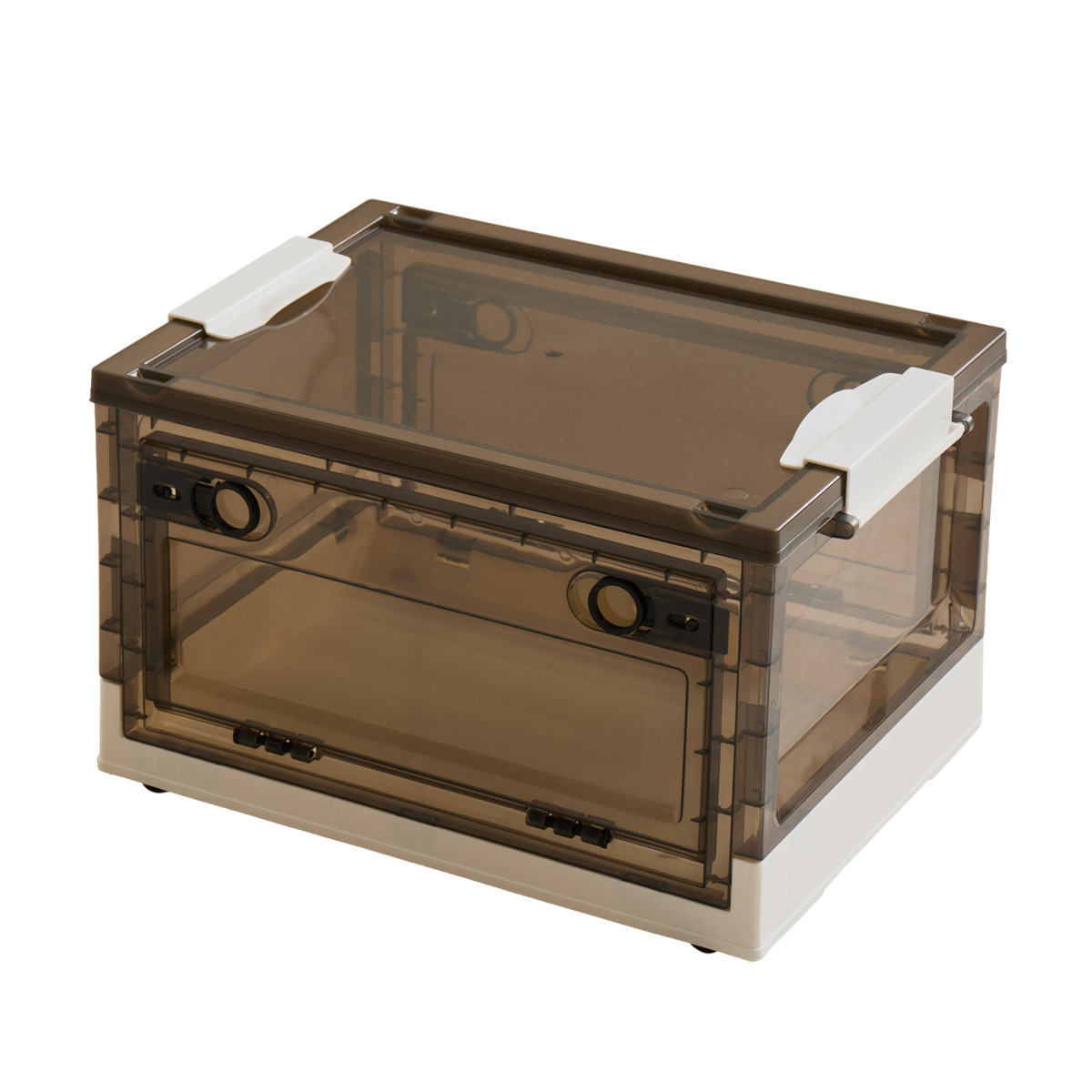 収納ケース 折りたたみ 収納ボックス 幅41×奥行29×高さ23.5cm Sサイズ 20L 同色5個セット ( 収納 ボックス ケース 前開き 上開き 3面開き 積み重ね スタッキング コロ付き キャスター付き 小物入れ 小物収納 ) 【スモーク】 スモーク