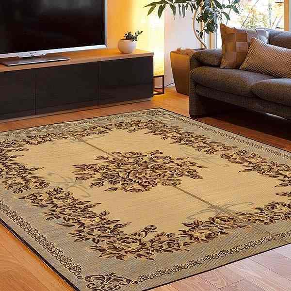 期間限定お試し価格 い草ラグ ラグ 191 191cm ブラウン ペルシャ風 おしゃれ 夏用 軽量 いぐさ 畳マット ゴザ センターラグ じゅうたん カーペット い草 ラグマット マット い草マット シンフォニー 裏貼り ござ 薄手 約2 5畳 カーペット ラグ マット