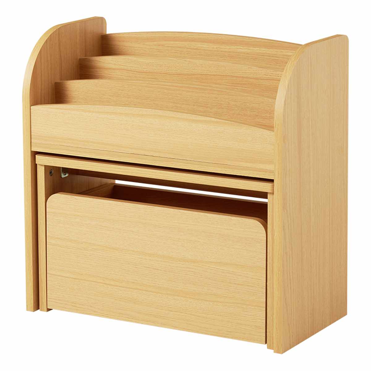 絵本ラック 3点セット デスク ワゴン 幅60cm オープンタイプ ( 絵本棚 ミニデスク キッズラック おもちゃ収納 絵本 棚 ラック ロータイプ スリム 子ども 木目調 おもちゃラック 収納 おもちゃ 片付け キッズ おしゃれ シンプル ) 【ナチュラル】 ナチュラル