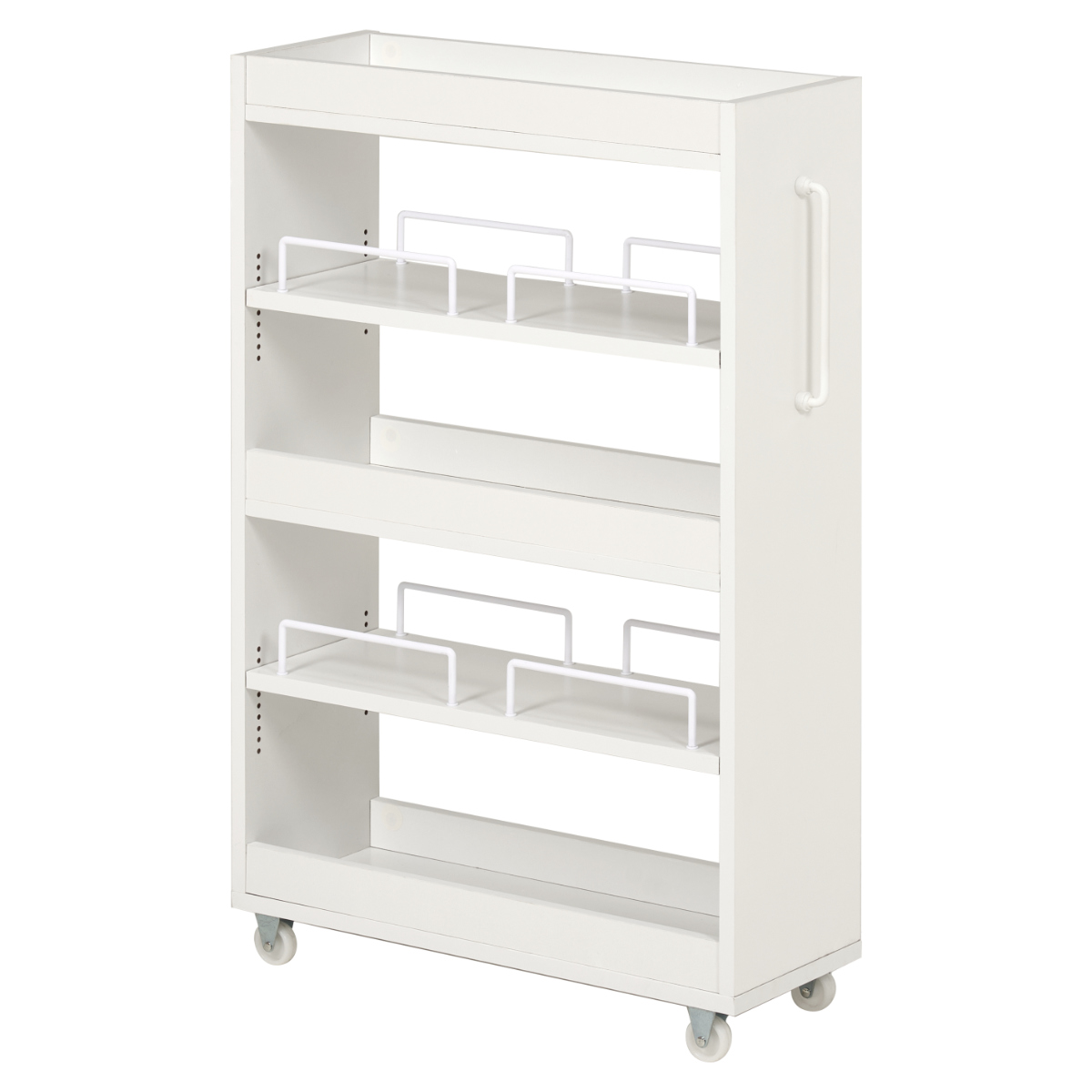 隙間収納ワゴン 幅20cm ロータイプ キャスター付 ( 隙間収納 ワゴン 収納 棚 ラック キッチン ストッカー 省スペース 可動棚 ブラウン ナチュラル ホワイト すき間 ) 【ホワイト】 ホワイト