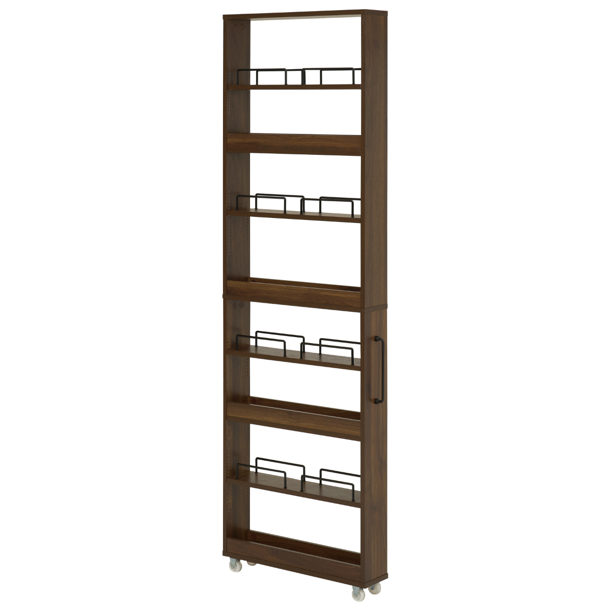 隙間収納ワゴン 幅12cm ハイタイプ キャスター付 ( 隙間収納 ワゴン 収納 棚 ラック キッチン ストッカー 省スペース 可動棚 ブラウン ナチュラル ホワイト すき間 ) 【ブラウン】 ブラウン