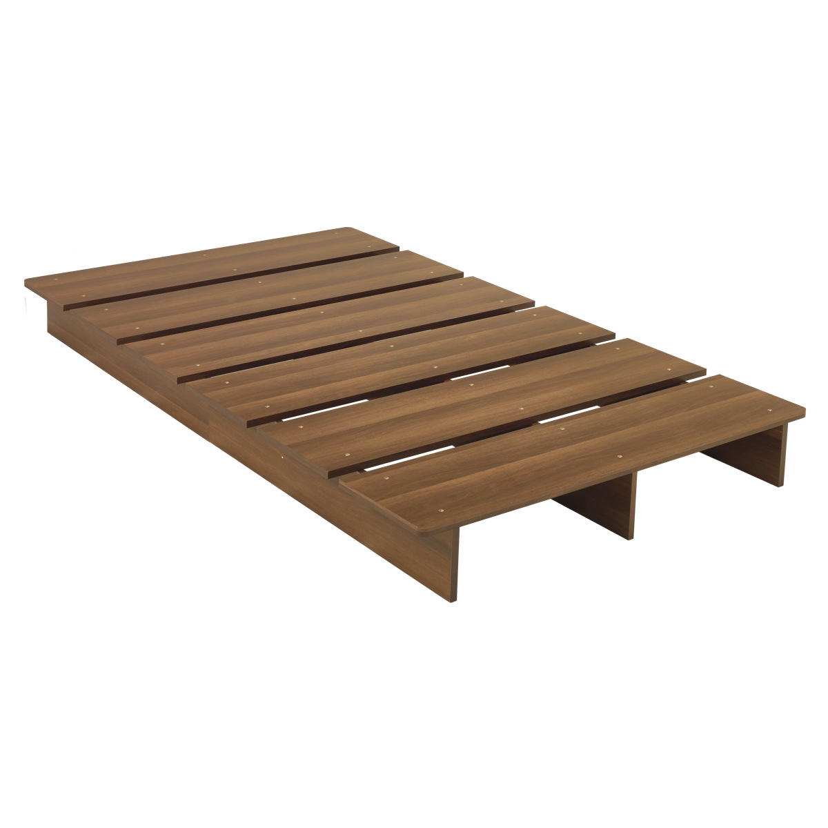 ローベッド シングル 幅120cm ステージベッド 余白デザイン ( ベッド 耐荷重350kg ステージ ロータイプ ベッドフレーム ブラウン ナチュラル シンプル 高耐荷重 ) 【ブラウン】 ブラウン