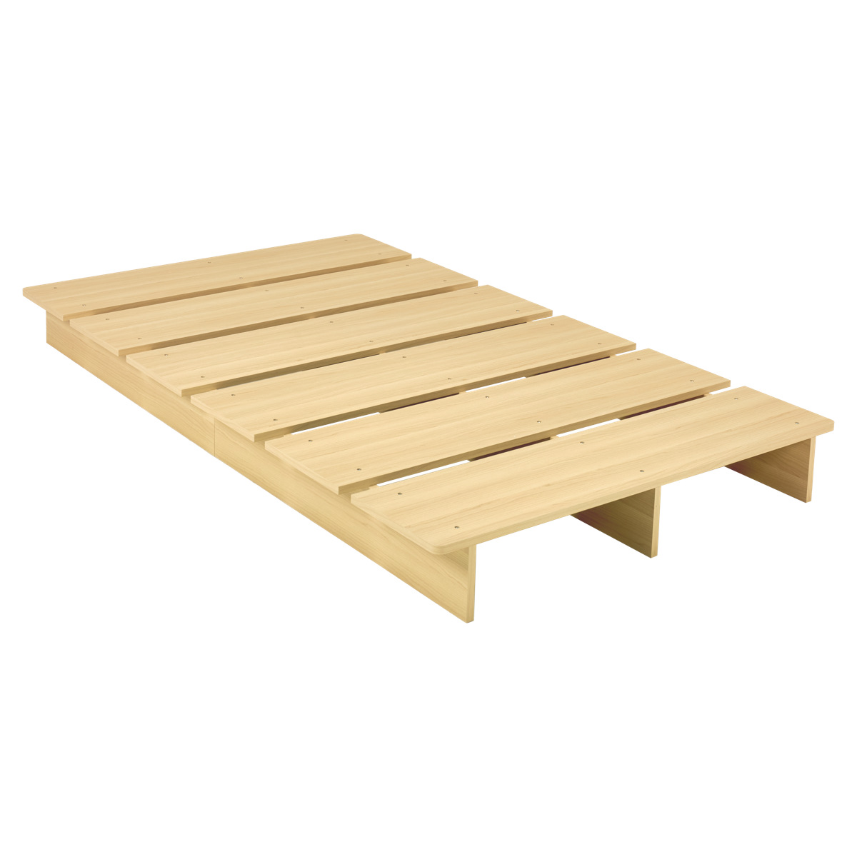 ローベッド セミダブル 幅140cm ステージベッド 余白デザイン ( ベッド 耐荷重350kg ステージ ロータイプ ベッドフレーム ブラウン ナチュラル シンプル 高耐荷重 ) 【ナチュラル】 ナチュラル