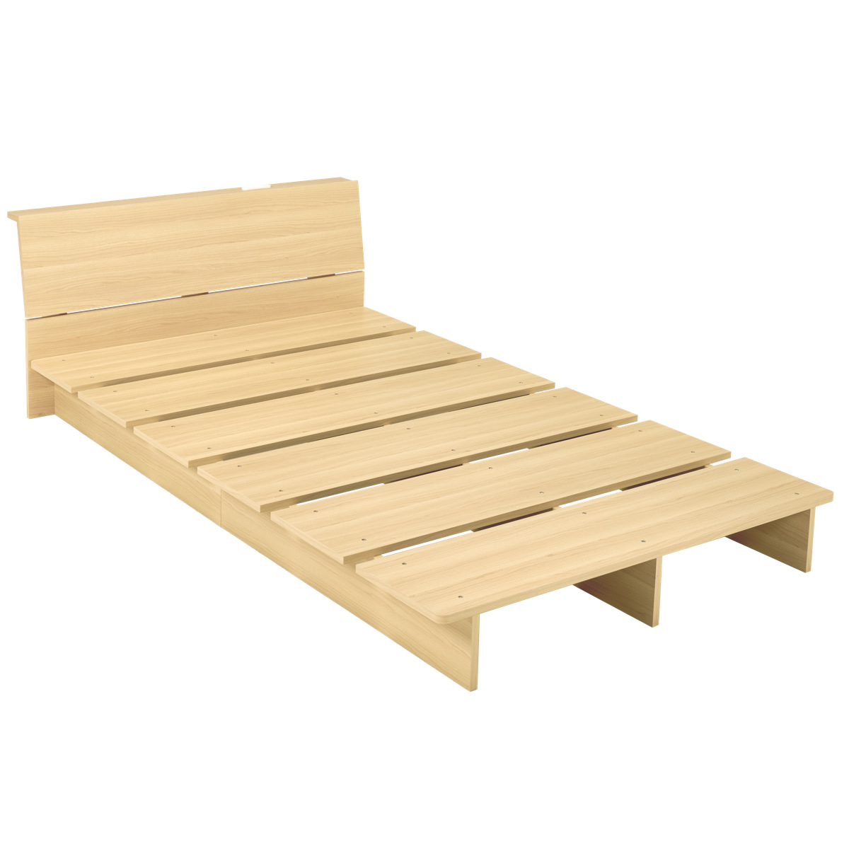 ローベッド シングル 幅120cm ステージベッド 背もたれ 2口コンセント付 余白デザイン ( ベッド 耐荷重350kg ステージ ロータイプ 棚付 ベッドフレーム ブラウン ナチュラル シンプル 高耐荷重 コンセント付 ) 【ナチュラル】 ナチュラル