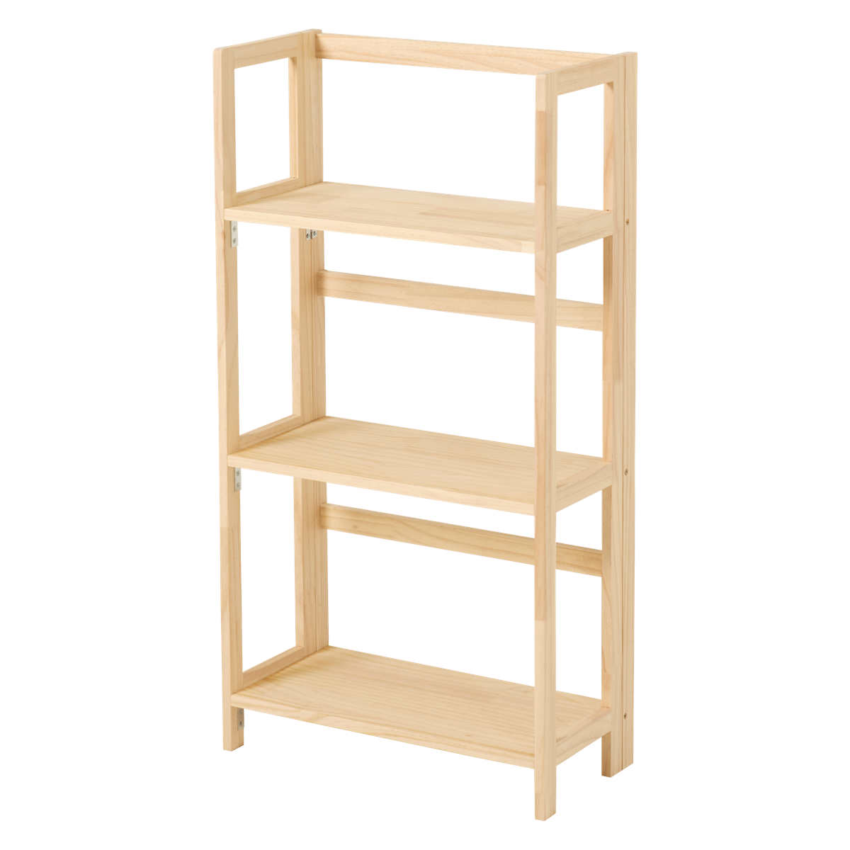 折りたたみラック 3段 幅50cm 完成品 軽量 4kg 天然木 ( 折りたたみ ラック 棚 パイン材 軽い フォールディング A4対応 ディスプレイ 無塗装 収納 すき間 家具 三段 完成品 )