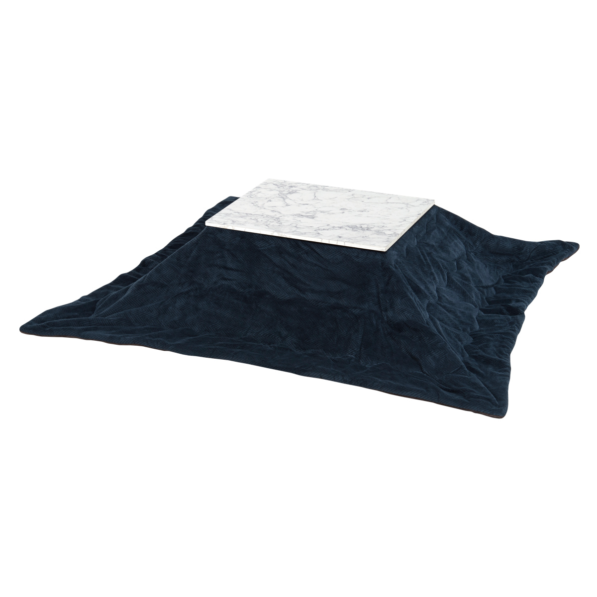 こたつセット 2点セット 大理石柄 幅75cm こたつテーブル×1 うす掛けふとん×1 ( こたつ テーブル こたつ布団 リビングテーブル ローテーブル 長方形 コタツ 天板 メラミン樹脂 1年中 使える 座卓 おしゃれ 奥行60cm ) 【ネイビー】 ネイビー