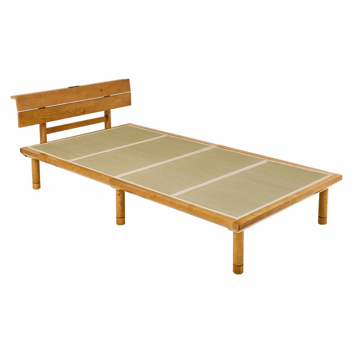 畳ベッド シングル 天然い草 宮棚 2口コンセント付 耐荷重300kg ( ベッド 畳 棚付 たたみ い草 コンセント付 和モダン ライトブラウン ナチュラル 貴船 鞍馬 天然木 木製 マット ) 【ライトブラウン×貴船】 ライトブラウン×貴船