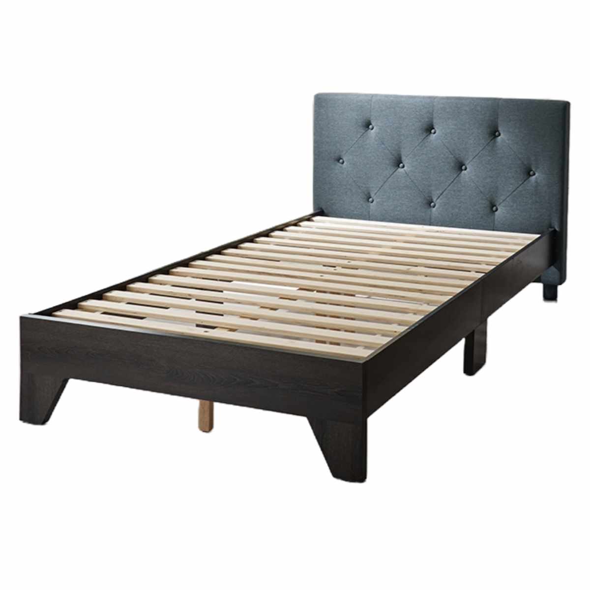 ファブリックベッド シングル 背もたれ すのこ ( ベッド ファブリック 耐荷重350kg 寝具 スノコ フレーム ダークブラウン ダークネイビー アイボリー ) 【ダークネイビー】 ダークネイビー