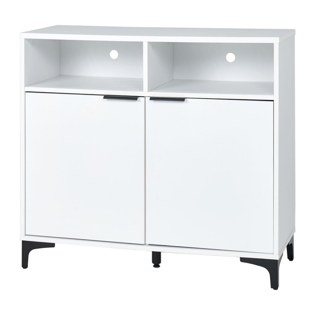 キャビネット 幅90cm 木目調 背面化粧 ( 棚 ラック 収納 家具 A4対応 テレビ台 可動棚 テレビボード サイドボード リビング ナチュラル ホワイト ダークブラウン ) 【ホワイト】 ホワイト