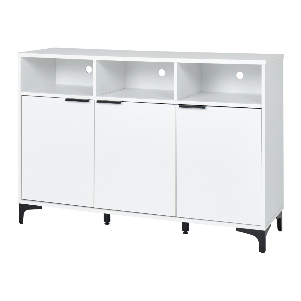 キャビネット 幅120cm 木目調 背面化粧 ( 棚 ラック 収納 家具 A4対応 テレビ台 可動棚 テレビボード サイドボード リビング ナチュラル ホワイト ダークブラウン ) 【ホワイト】 ホワイト