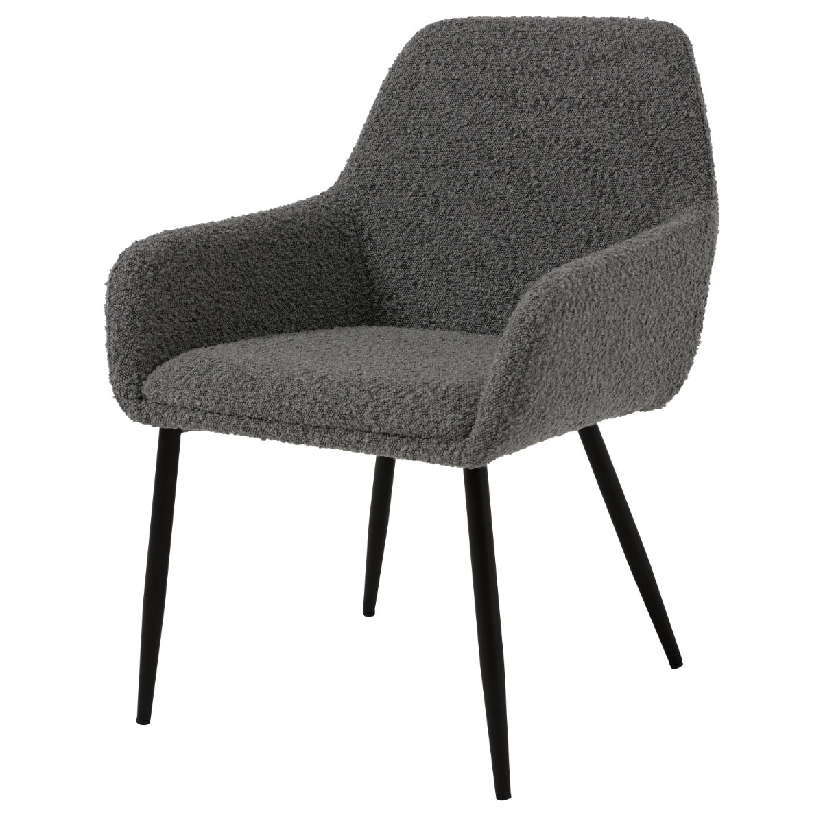 ダイニングチェア 同色2脚セット タイプ2 座面高44cm ブークレ生地 ( 食卓椅子 チェア ダイニング イス 椅子 スチール ファブリック 肘掛け 食卓 リビング おしゃれ ダイニングチェアー リビングチェア デスクチェア アームチェア ) 【ダークグレー】 ダークグレー