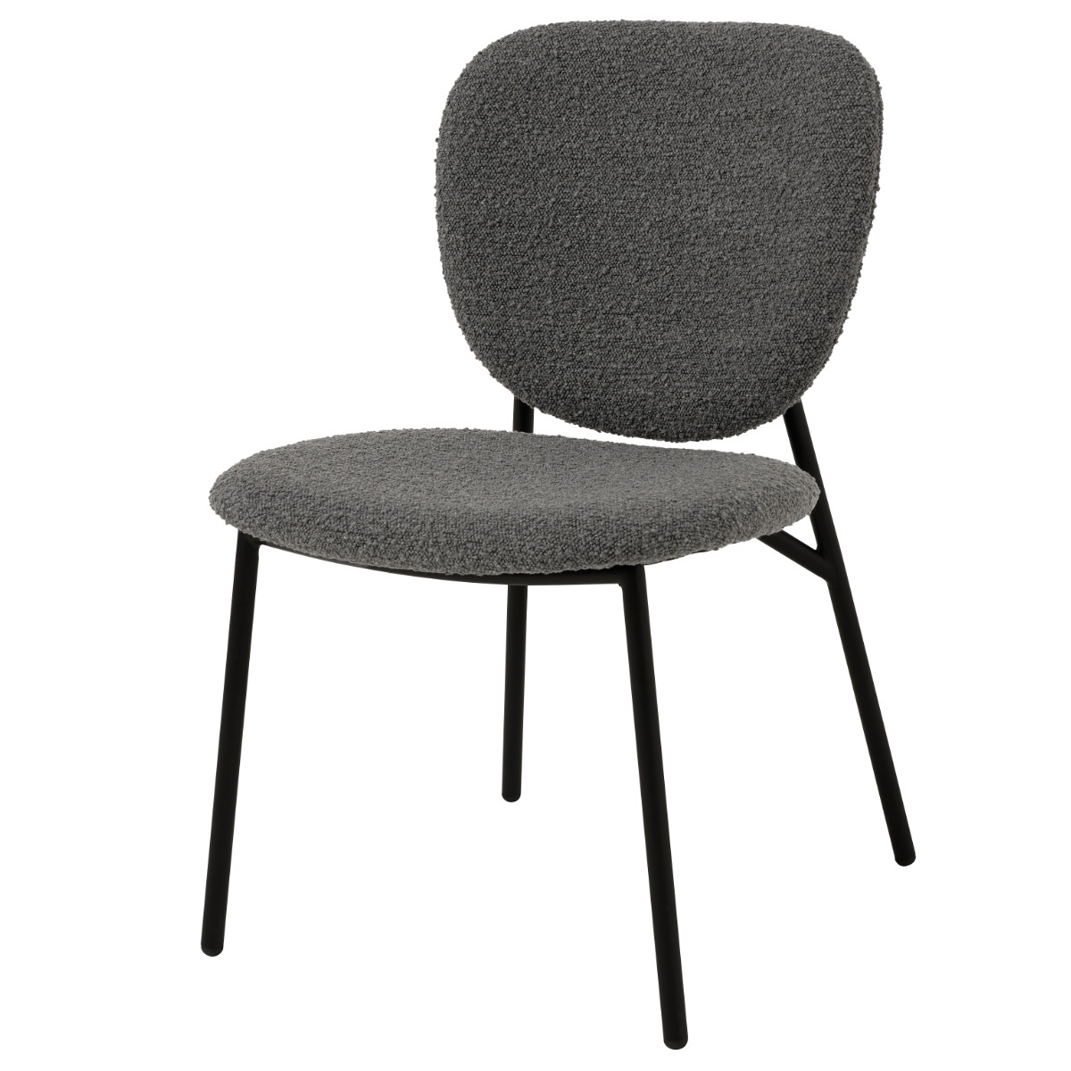 ダイニングチェア 同色2脚セット タイプ3 座面高42cm ブークレ生地 ( 食卓椅子 チェア ダイニング イス 椅子 スチール ファブリック アームレス 食卓 リビング おしゃれ ダイニングチェアー リビングチェア デスクチェア ) 【ダークグレー】 ダークグレー