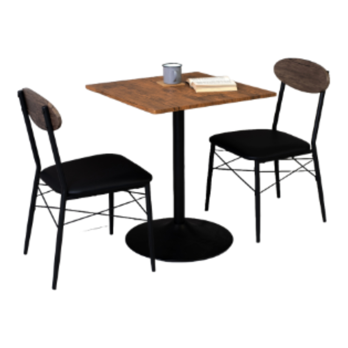 ダイニングテーブルセット 2人掛け 3点セット 角型テーブル×1 チェア×2 ( ダイニングセット 2人用 コンパクト 食卓テーブル 椅子 正方形 幅60cm 木目調 イス テーブル ダイニングテーブル ダイニングチェア おしゃれ 奥行60cm ) 【ブラウン】 ブラウン