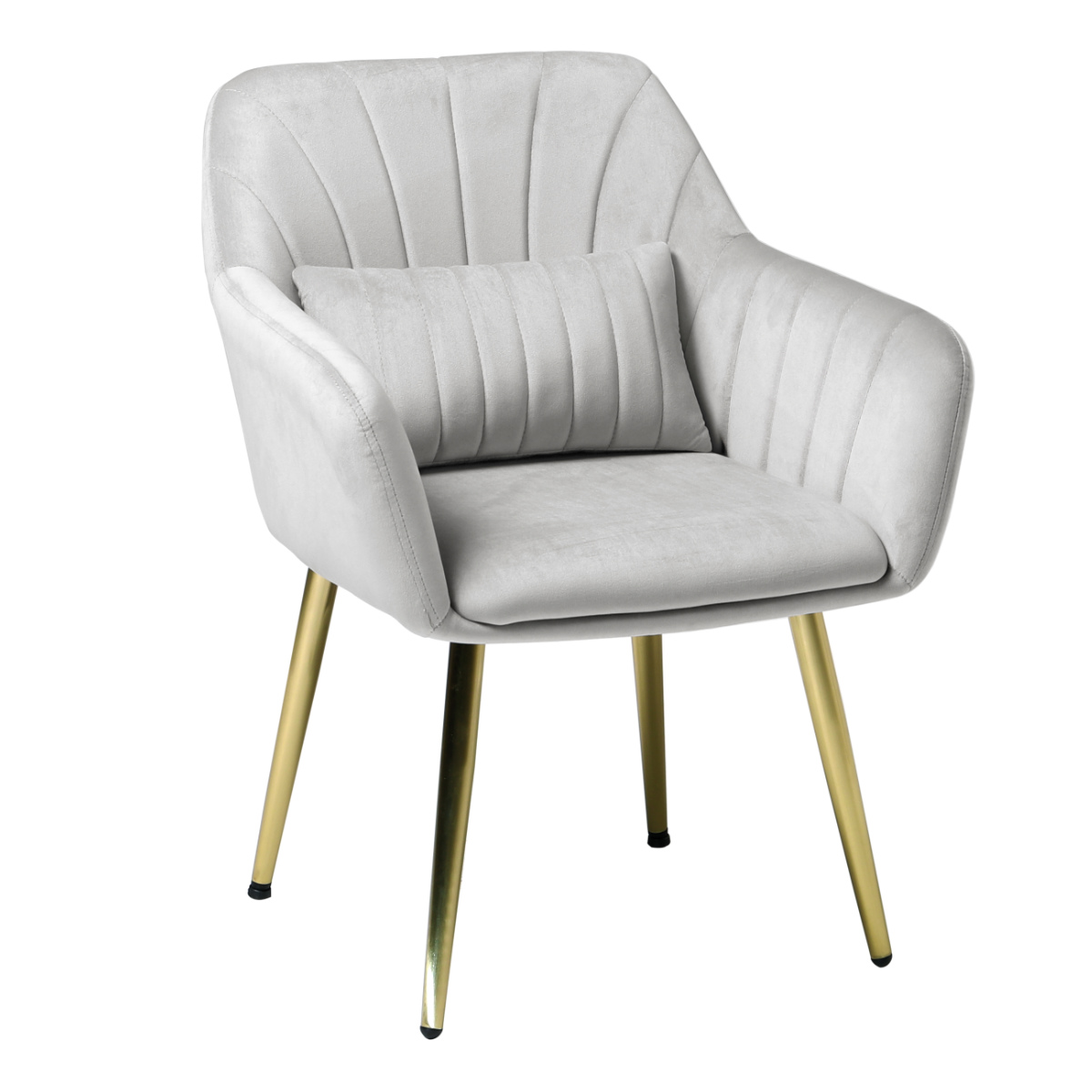 チェア 座面高41cm ベロア クッション付き 姫系 貝殻 シェル 椅子 ( リビングチェア ダイニング イス 食卓椅子 デスクチェア 座面 低い 広い 肘掛け ファブリック チェアー いす 食卓 リビング パーソナルチェア ドレッサー ) 【ライトグレー】 ライトグレー