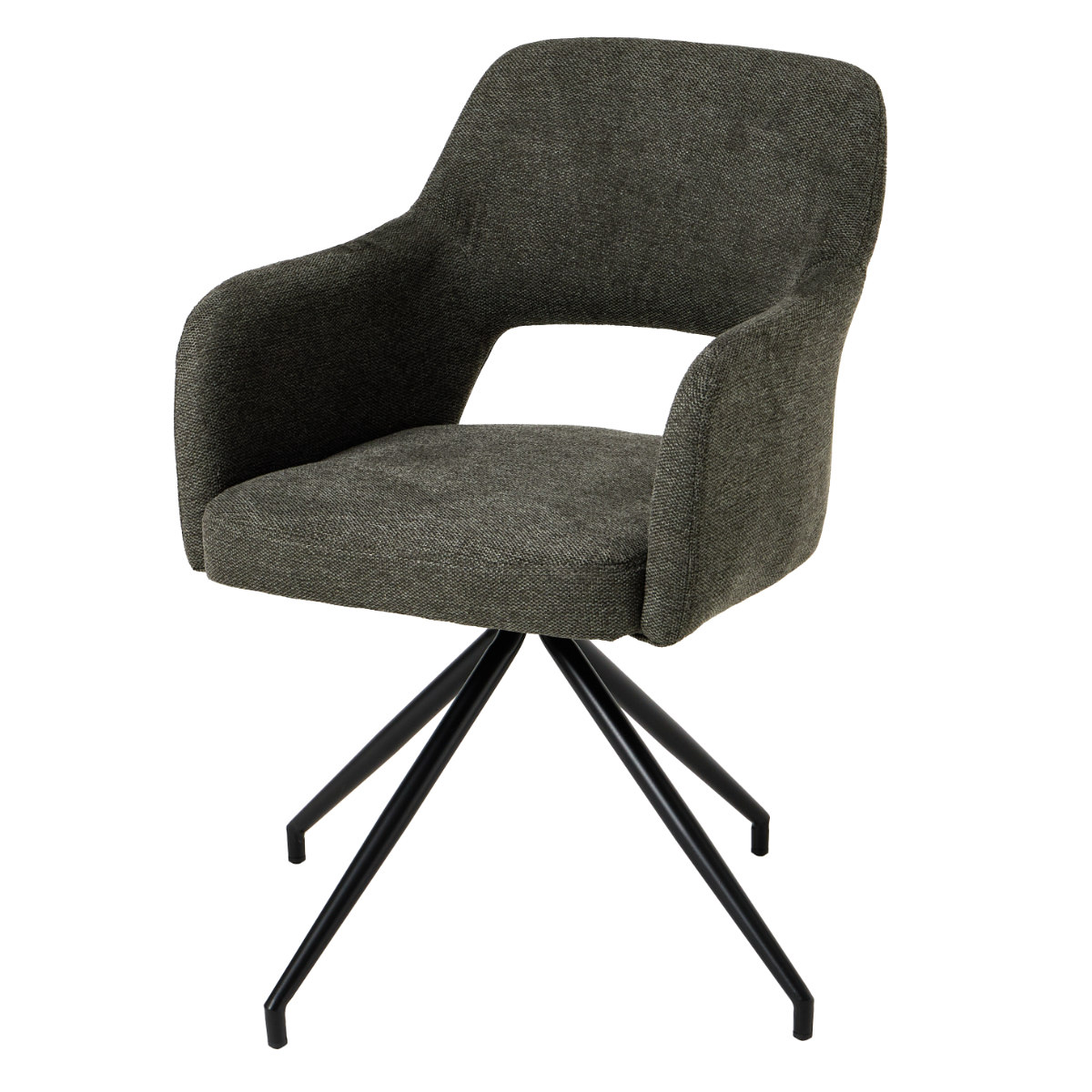 ダイニングチェア 回転 肘付き 座面高44.5cm スィーベルチェア ( チェア ダイニング イス 椅子 レザー調 ファブリック 食卓椅子 肘掛け デスクチェア チェアー いす 食卓 リビング リビングチェア 回転椅子 ) 【ファブリックダークグレー】 ファブリックダークグレー