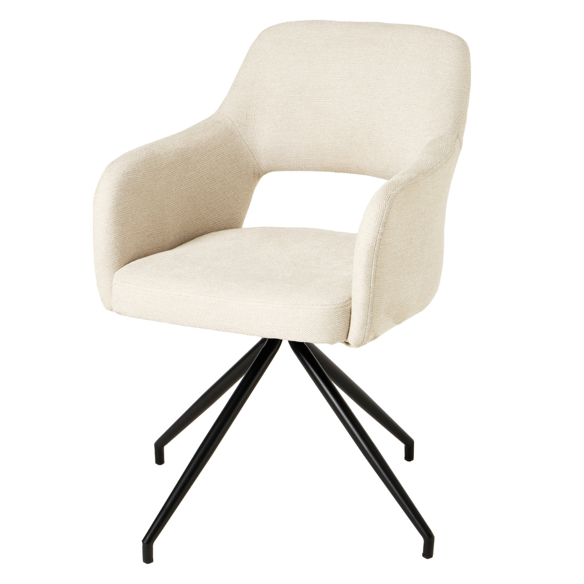 ダイニングチェア 回転 肘付き 座面高44.5cm スィーベルチェア ( チェア ダイニング イス 椅子 レザー調 ファブリック 食卓椅子 肘掛け デスクチェア チェアー いす 食卓 リビング リビングチェア 回転椅子 ) 【ファブリックアイボリー】 ファブリックアイボリー