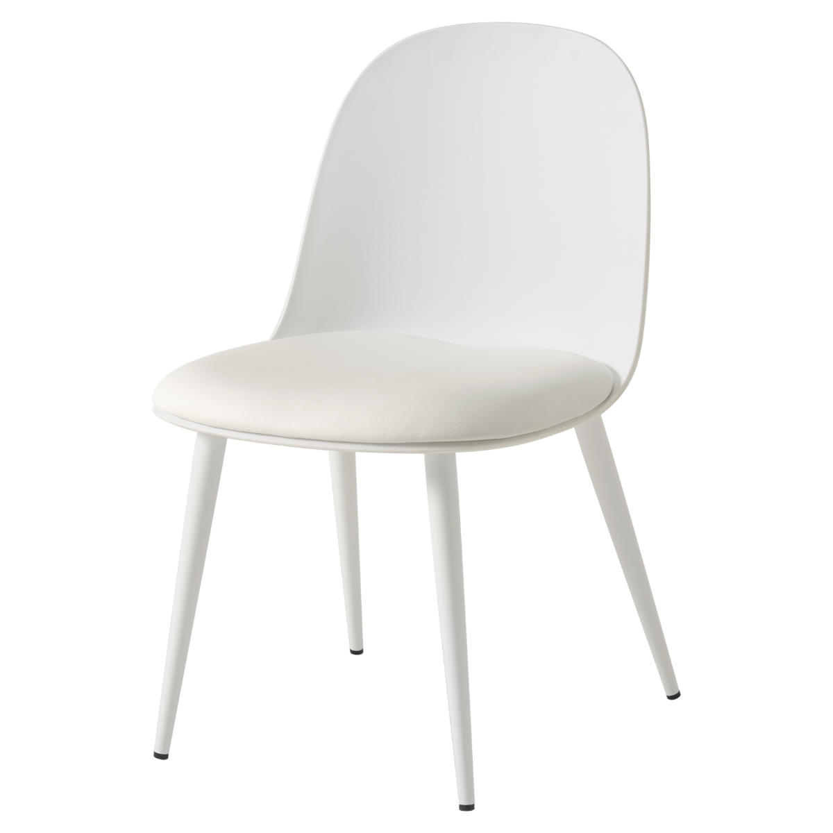 ダイニングチェア 座面高42.5cm 2脚セット くすみカラー ( チェア ダイニング イス 食卓椅子 アームレス 肘なし デスクチェア 軽量 椅子 レザー調 チェアー いす 食卓 リビング リビングチェア アジャスター付き ドレッサー ) 【ホワイト】 ホワイト