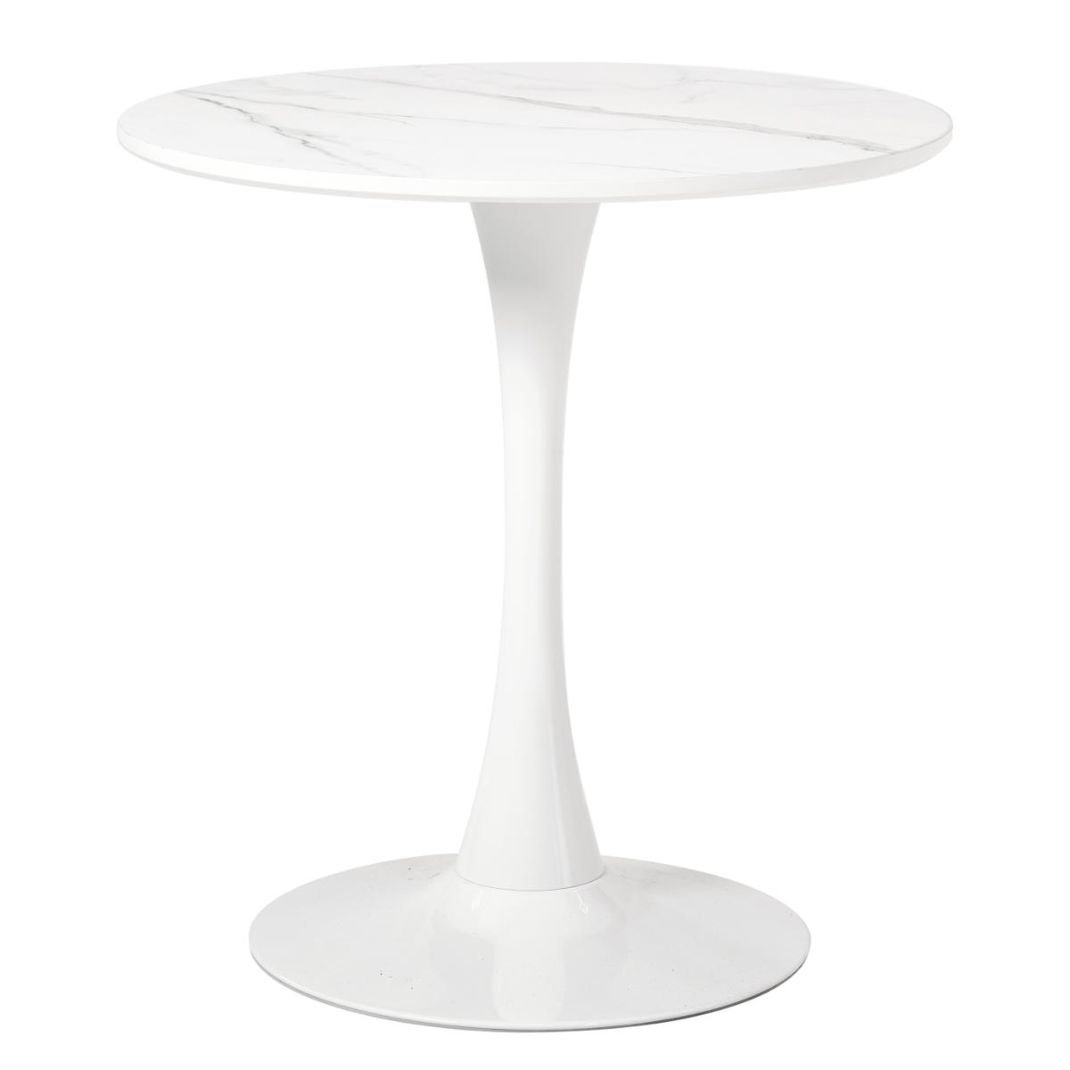 カフェテーブル 幅70cm 円形 ラウンドテーブル ダイニングテーブル ( 丸テーブル 1本脚 食卓テーブル テーブル コンパクト 1人用 2人用 白 ホワイト マーブル柄 大理石調 円形テーブル 1人暮らし 小さめ 机 ) 【マーブルホワイト】 マーブルホワイト