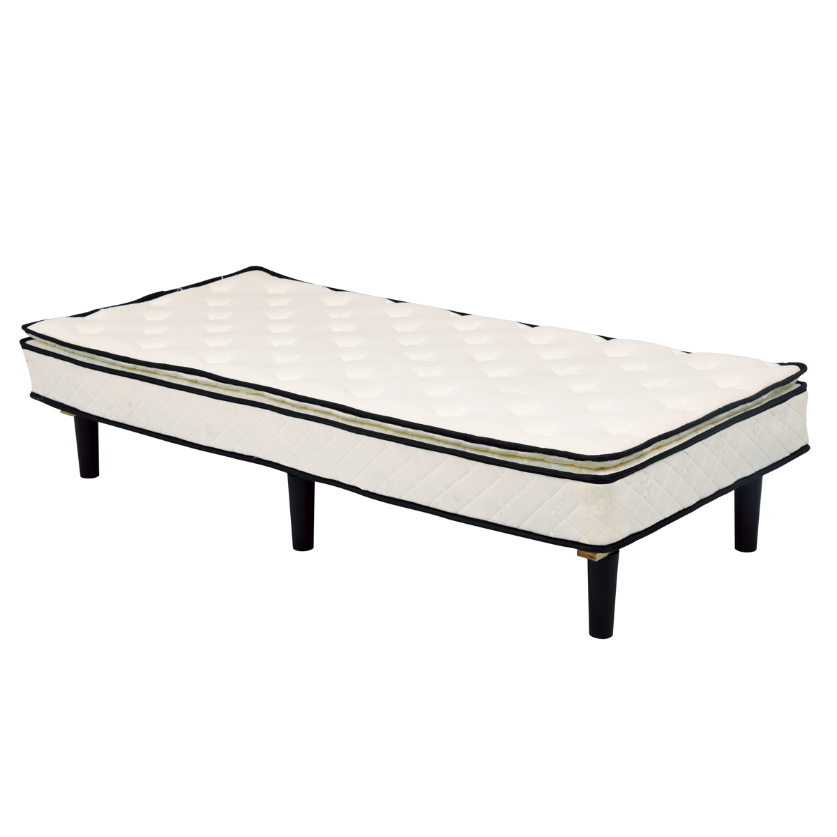 マットレス付きベッド セミダブル ポケットコイルマットレス 組立簡単 ( ベッド マットレス付き ポケットコイル 圧縮梱包 すのこフレーム 耐荷重180kg ピロートップ お掃除ロボット対応 ホワイト グレー ) 【ホワイト】 ホワイト