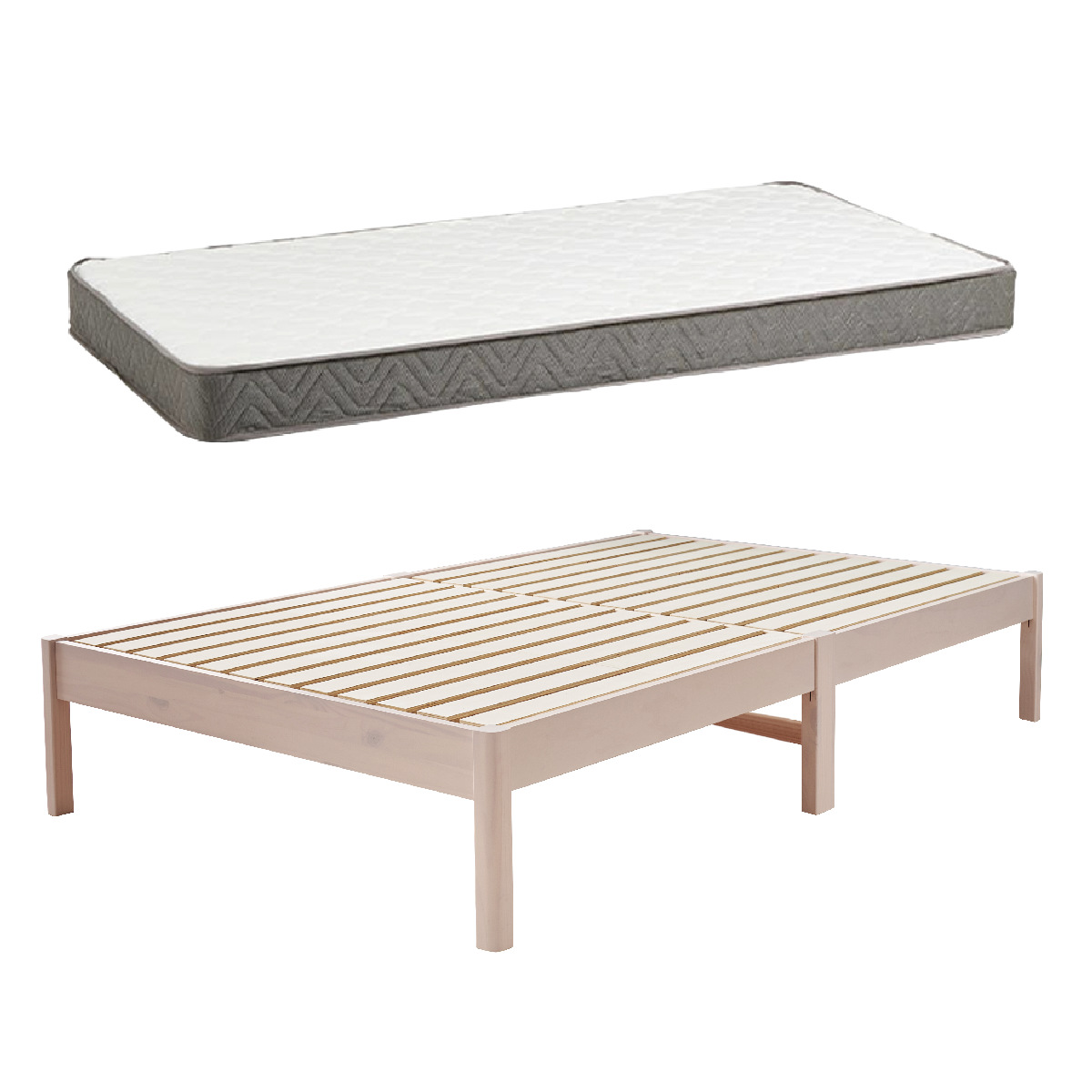 マットレス付きベッド シングル ポケットコイルマットレス 3分組立 ベッド ( マットレス付 組み立て簡単 すのこ 圧縮梱包 工具不要 ポケットコイル 3分組み立て 耐荷重350kg ライトブラウン ナチュラル ホワイトウォッシュ ) 【ホワイトウォッシュ】 ホワイトウォッシュ