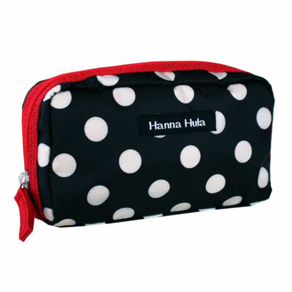 ポーチ Hanna Hula ハンナフラ 撥水 バッグ 小物入れ かわいい おしゃれ アニマルフレンズ ( ミニポーチ 小物収納 化粧ポーチ トラベルポーチ コンパクト インナーバッグ マルチポーチ 仕切り付 収納 お出かけ 旅行 プレゼント ) 【ポルカブラック】 ポルカブラック