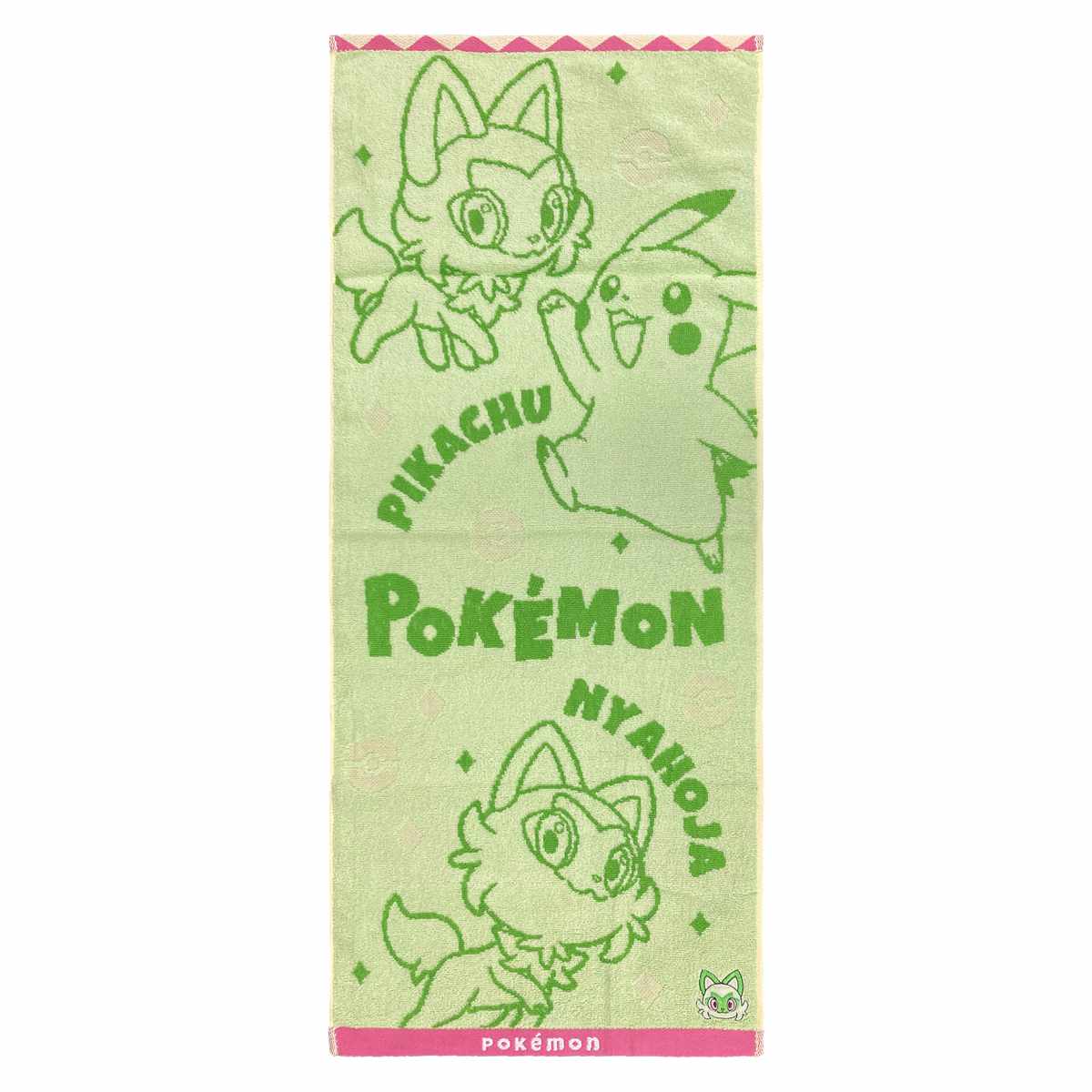 タオル ポケモン フェイスタオル 34×80cm ( ポケットモンスター 顔拭きタオル 綿100 ホゲータ ニャオハ クワッス ソウブレイズ×グレンアルマ リザードン POKEMON キャラクター 手拭きタオル 34×80 アップリケ 刺繍 たおる ) 【ニャオハ】 ニャオハ