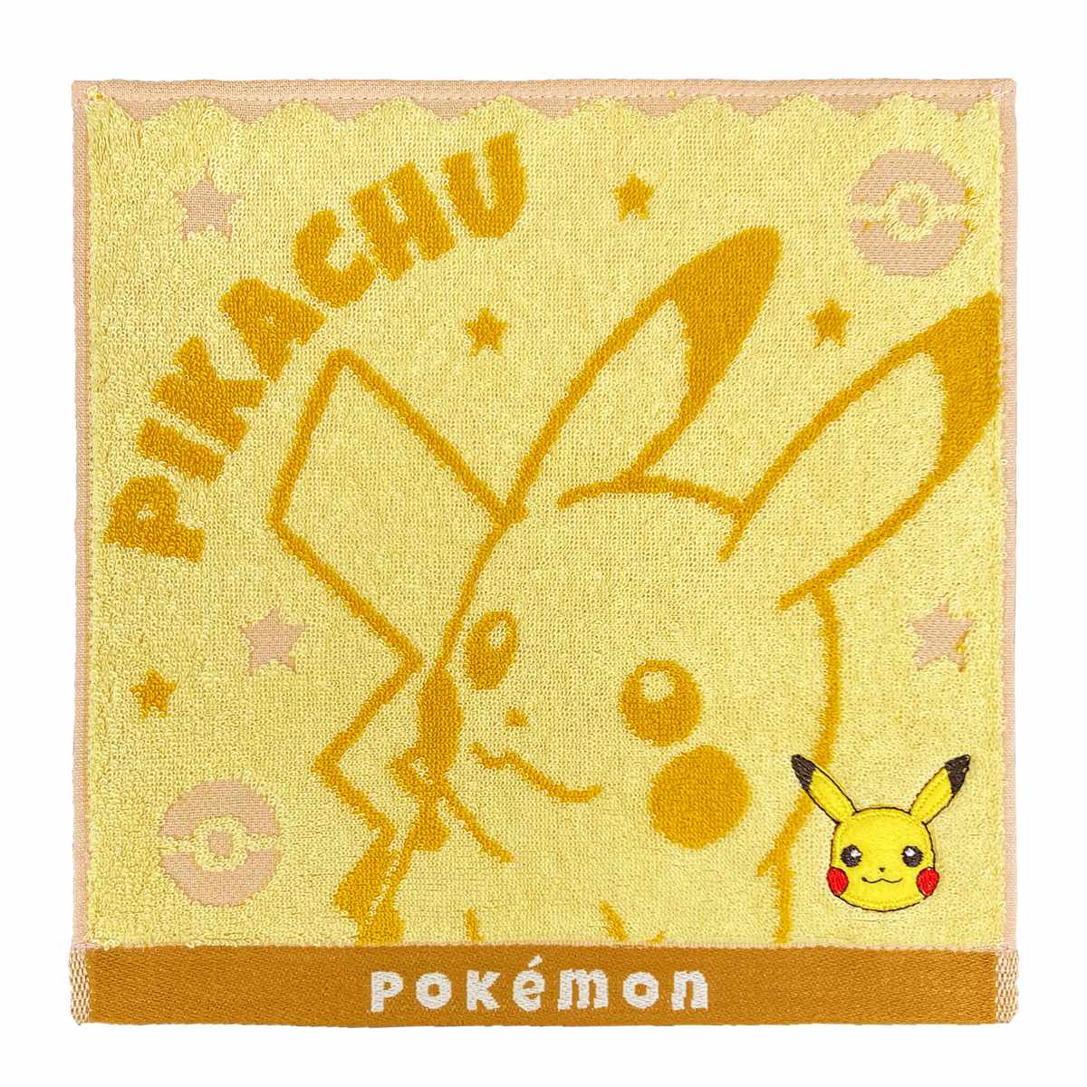 タオル ポケモン ミニタオル 25×25cm ( ポケットモンスター ハンドタオル 綿100 モンスターボール ピカチュウ ホゲータ ニャオハ クワッス POKEMON キャラクター タオルハンカチ 25×25 アップリケ 刺繍 手拭き たおる ) 【ピカチュウ】 ピカチュウ