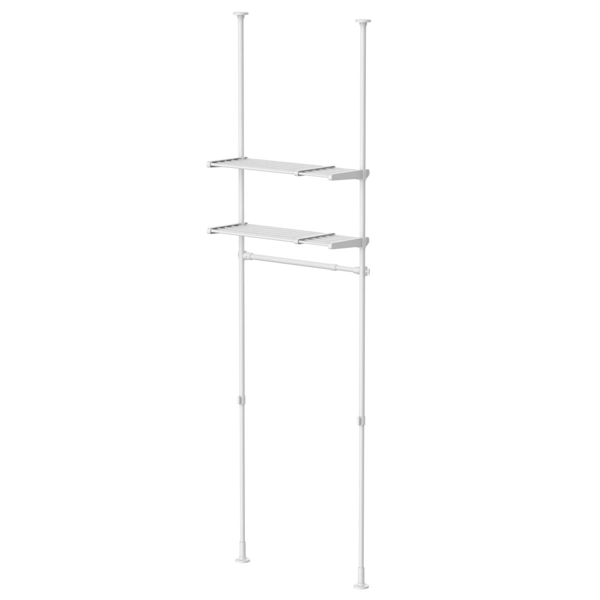 突っ張り ハンガーラック 2段棚付 幅68-96cm 工具不要 ( つっぱり ラック 突っ張りラック 壁面収納 衣類収納 伸縮 突っ張りハンガーラック ウォールラック 壁面 収納 壁面ラック 小物収納 洋服掛け コートハンガー 棚板付 )