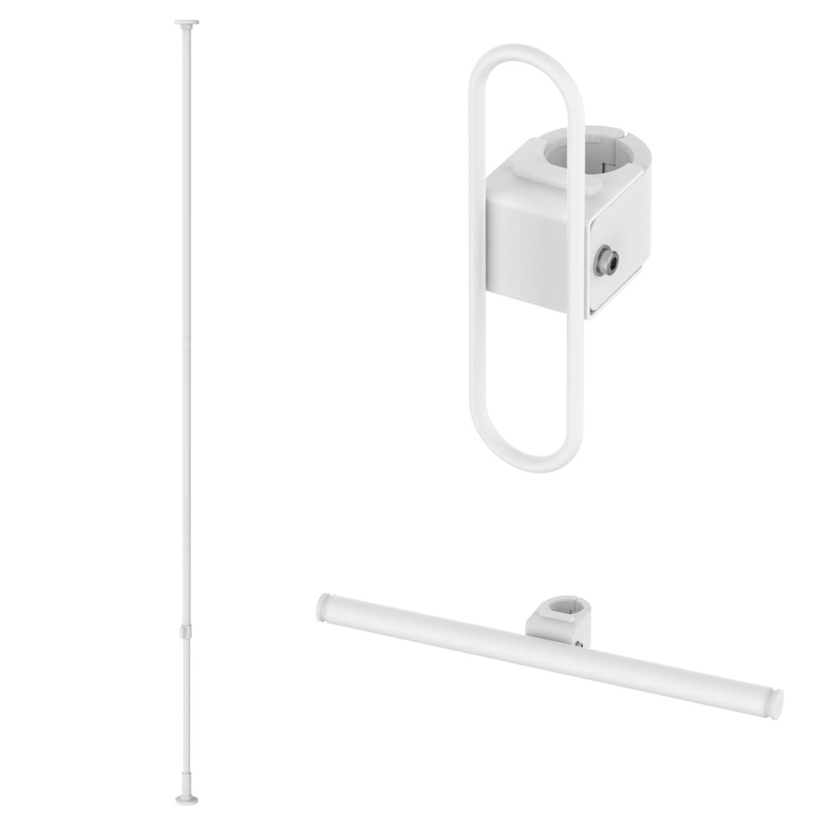 tatecco 突っ張り 定番3点セット 高さ190~300cm ポール まっすぐバー わっかのフック ( 突っ張りポール たてっこ ラック スリム 収納 隙間 ホワイト タテッコ アクセサリーセット パーツ付 カスタマイズ リビング )
