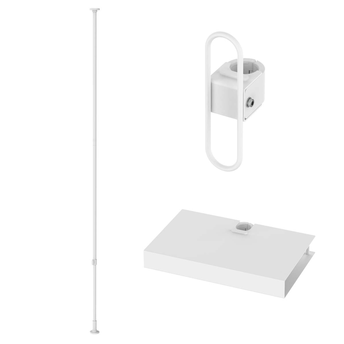 tatecco 突っ張り ちょい置き3点セット 高さ190~300cm ポール わっかのフック かくせるテーブル ( 突っ張りポール ラック スリム 収納 隙間 ホワイト タテッコ アクセサリーセット パーツ付 カスタマイズ リビング )