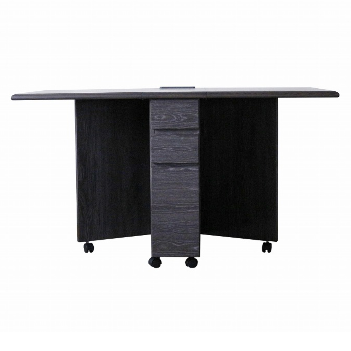 ダイニングテーブル 2人用 折りたたみ 幅31~135cm バタフライ USB付コンセント ( テーブル 食卓テーブル キャスター付き 収納 引き出し 木製 コンパクト 天板 伸長 折り畳み ダイニング 食卓 おしゃれ 省スペース 伸縮テーブル ) 【グレー】 グレー