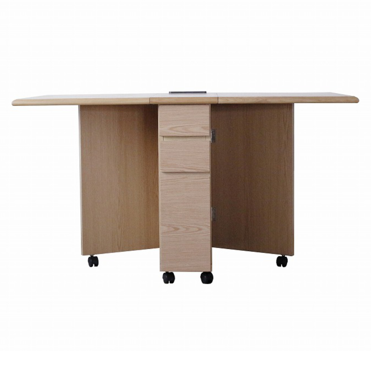 ダイニングテーブル 2人用 折りたたみ 幅31~135cm バタフライ USB付コンセント ( テーブル 食卓テーブル キャスター付き 収納 引き出し 木製 コンパクト 天板 伸長 折り畳み ダイニング 食卓 おしゃれ 省スペース 伸縮テーブル ) 【ナチュラル】 ナチュラル