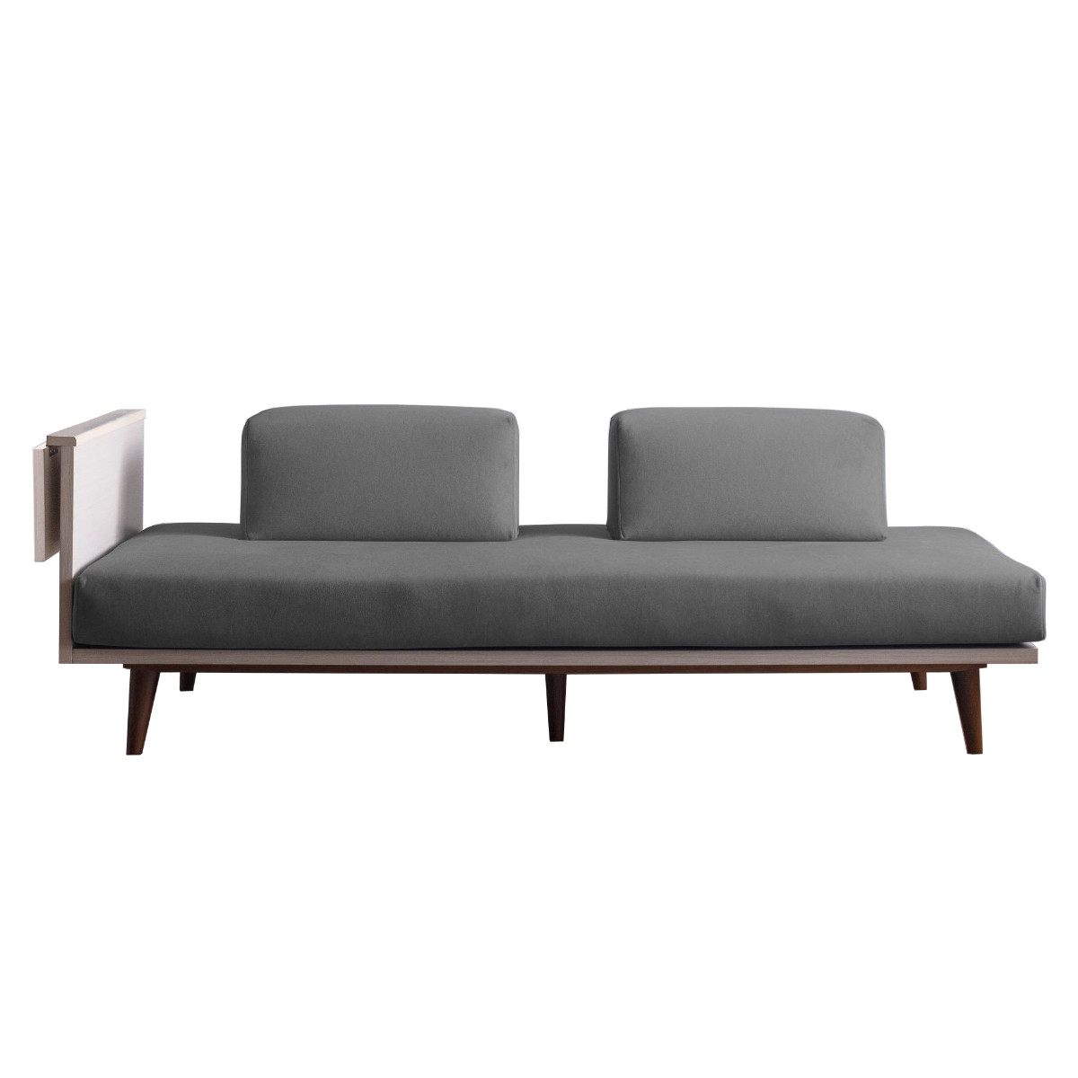 ソファ 3人掛け ポケットコイル サイドテーブル付 ( ソファー リビングソファ 背もたれ クッション 取り外し 折りたたみテーブル 座面 広い ソファベッド カバーリング 撥水 脚付き 木製 天然木 ファブリック 傷に強い ) 【グレー】 グレー