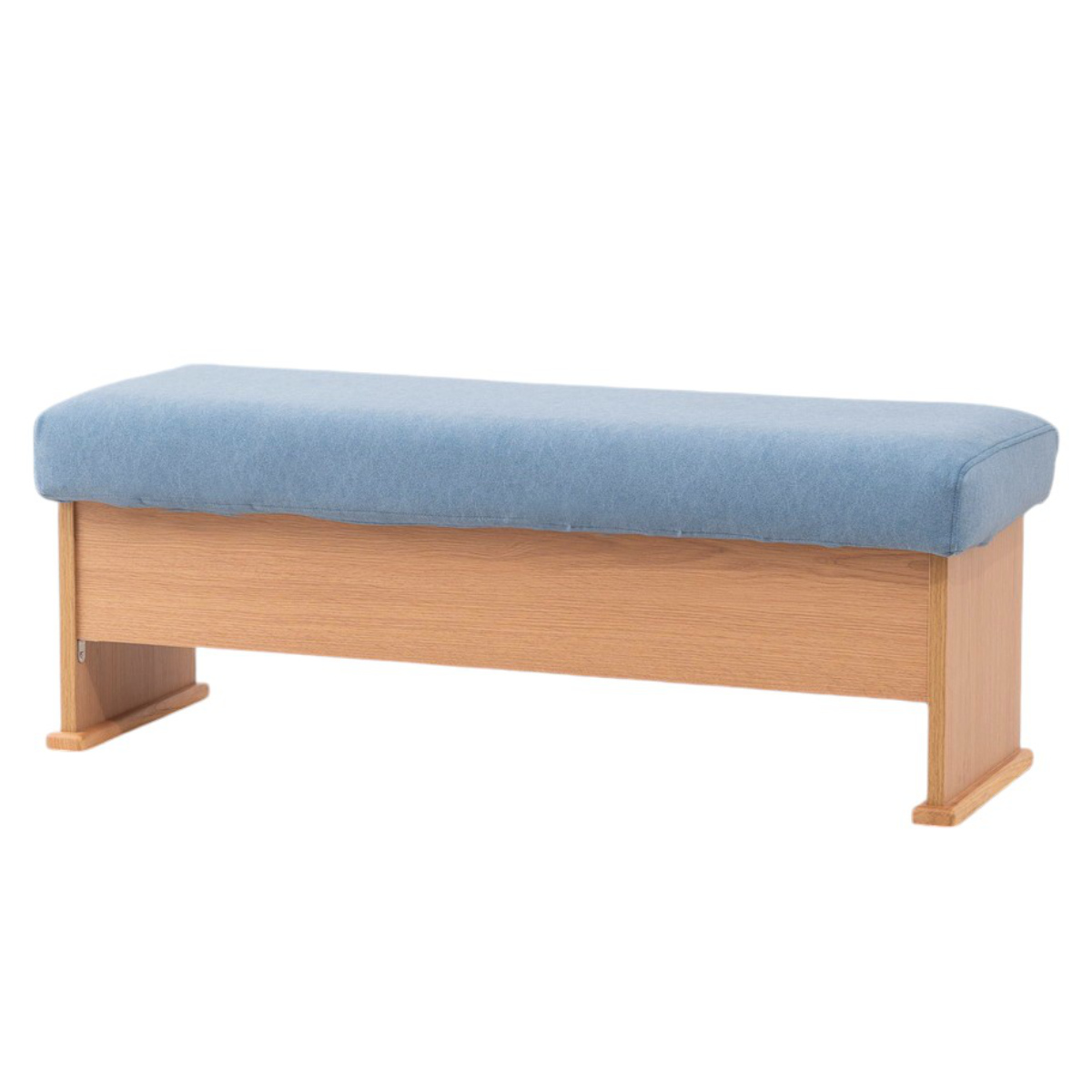 ダイニングベンチ 2人掛け 幅112cm 座面下収納付 ( ソファー ダイニング ベンチ 食卓椅子 木製 天然木 クッション チェア 椅子 カバーリング 撥水 ファブリック 傷に強い ダイニングチェア ) 【ライトブルー】 ライトブルー