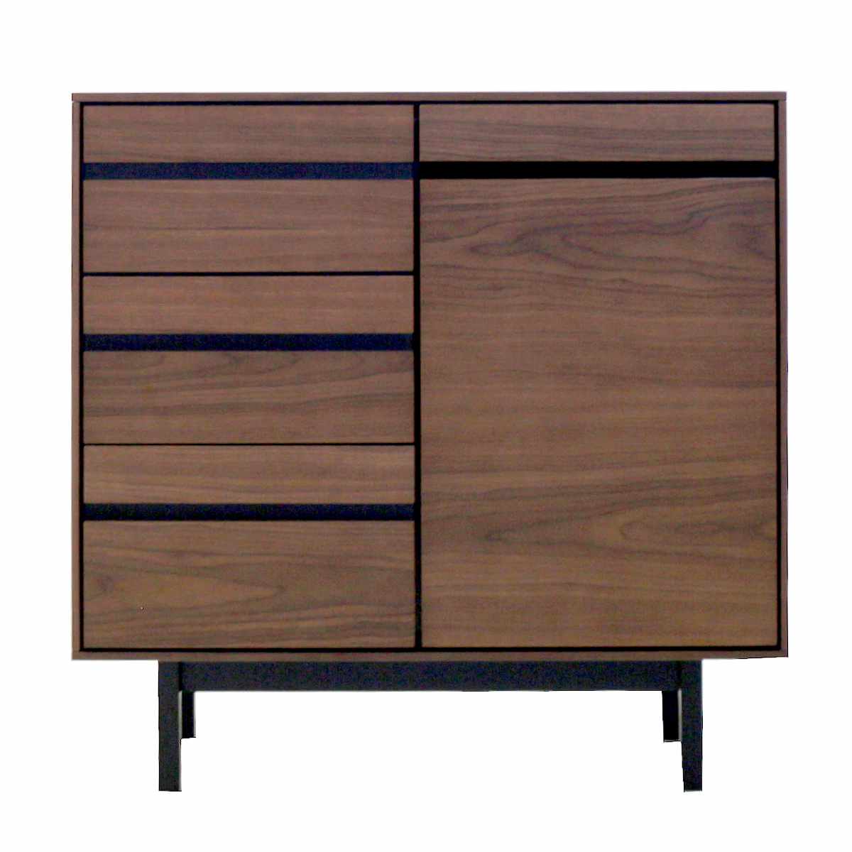 サイドボード 幅80cm 背面化粧 天然木 完成品 ( 棚 ラック 引き出し A4対応 収納 可動棚 テレビ台 リビングボード 3段 省スペース お掃除ロボット対応 グレー ウォールナット ) 【ウォールナット】 ウォールナット