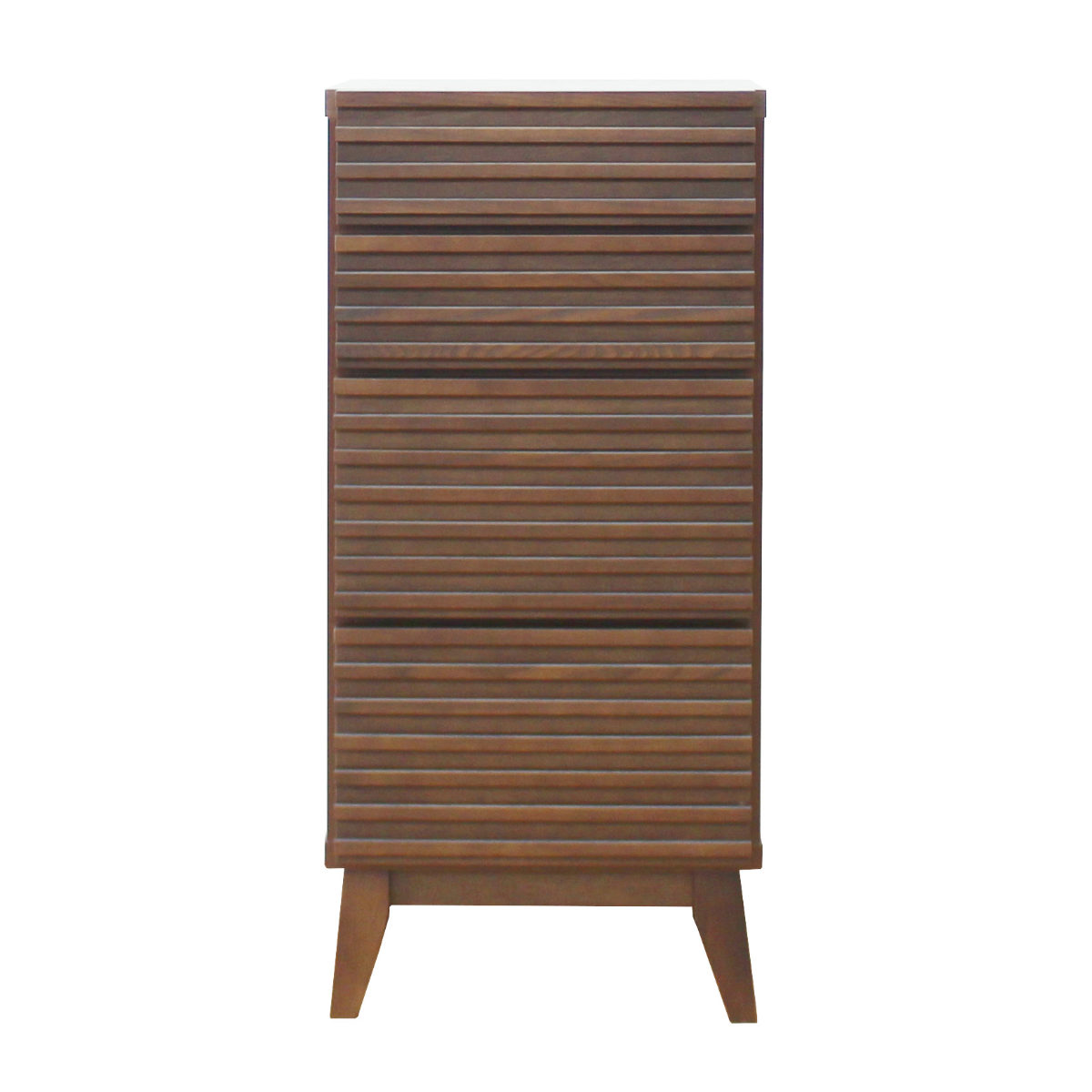 チェスト 幅41cm 4段 ルーバーデザイン 天然木 完成品 ( 棚 ラック 引出し フルスライドレール 木製 お掃除ロボット対応 リビングボード キッチン 食器棚 4杯 ブラウン ナチュラル ) 【ブラウン】 ブラウン