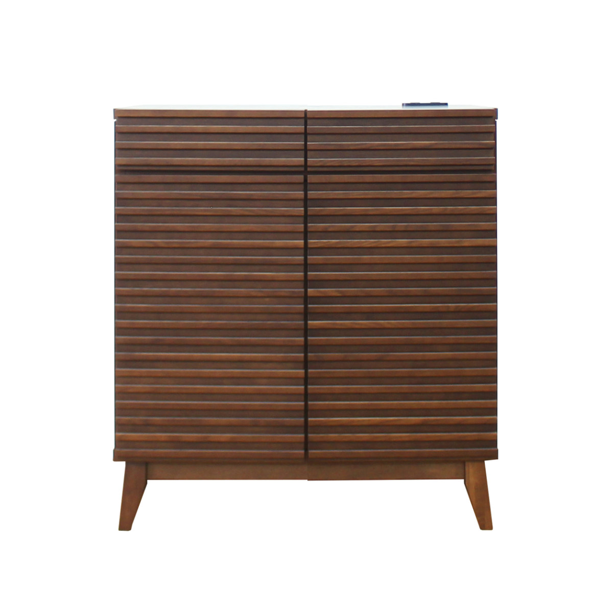 キッチンカウンター 幅80cm 2口コンセント付 ルーバーデザイン 天然木 完成品 ( カウンター キッチン 収納 フルスライドレール 木製 お掃除ロボット対応 リビングボード 引き出し コンセント付 ブラウン ナチュラル 可動棚 ) 【ブラウン】 ブラウン