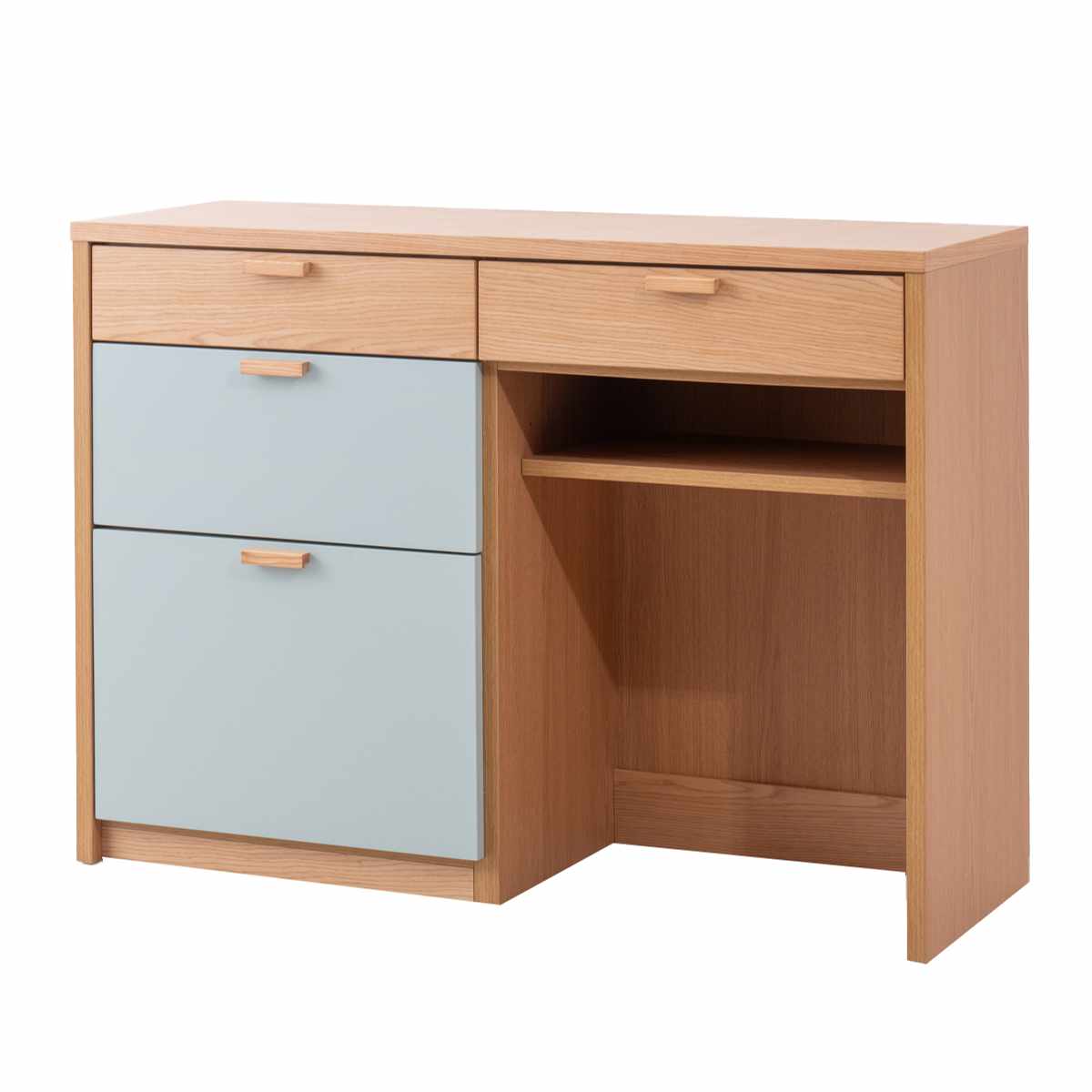 キッチンカウンター 幅120cm パステルカラー 背面化粧 完成品 ( カウンター キッチン 収納 フルスライドレール 木製 リビングボード ゴミ箱上 引き出し 3段4杯 可動棚 ベージュ グリーン ) 【グリーン】 グリーン