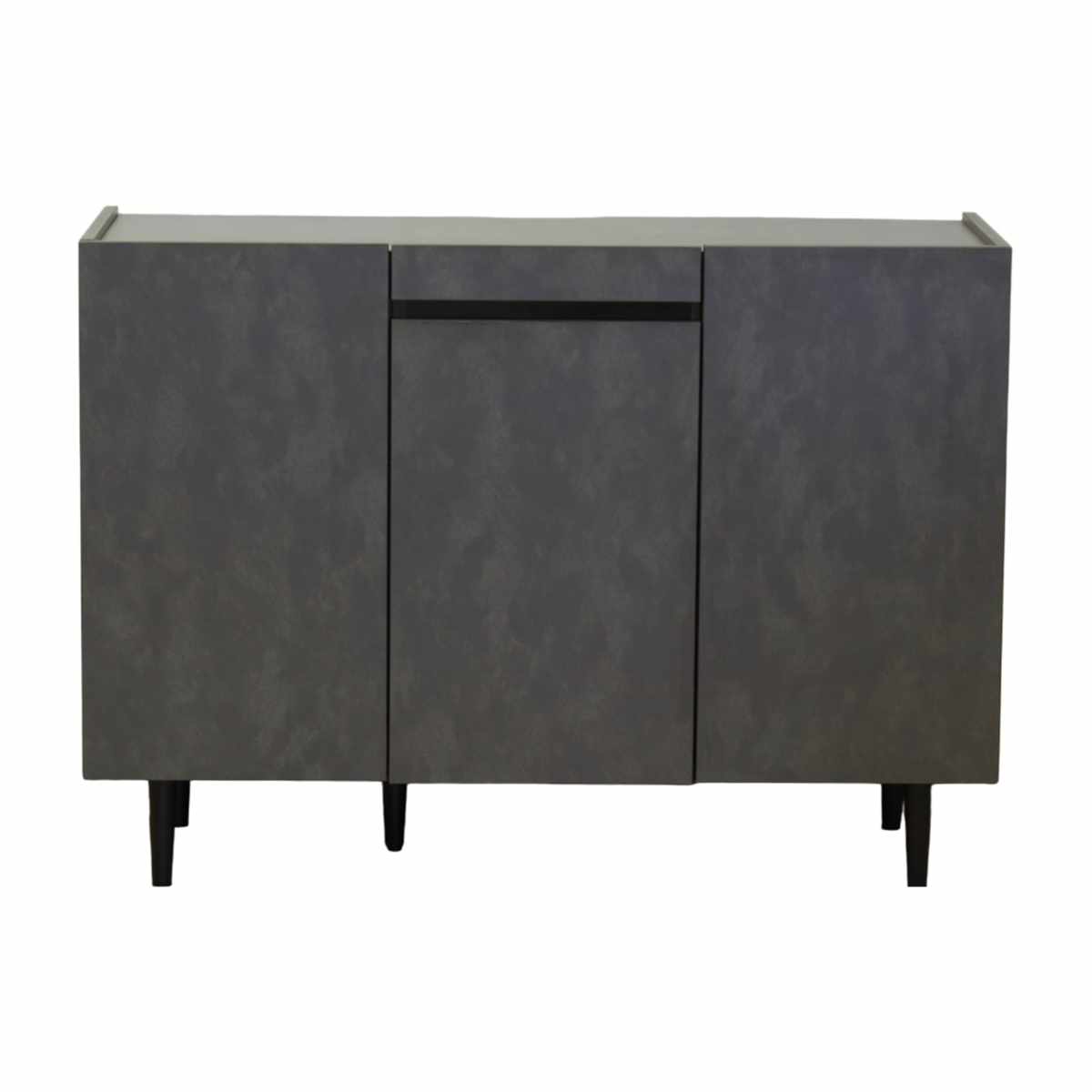 サイドボード 幅120cm キャビネット リビング収納 木目調 石目調 メラミン 脚付き ( 棚 ラック 引き出し A4対応 収納 可動棚 引出し 完成品 おしゃれ リビングボード 省スペース お掃除ロボット対応 ) 【ダークグレー】 ダークグレー