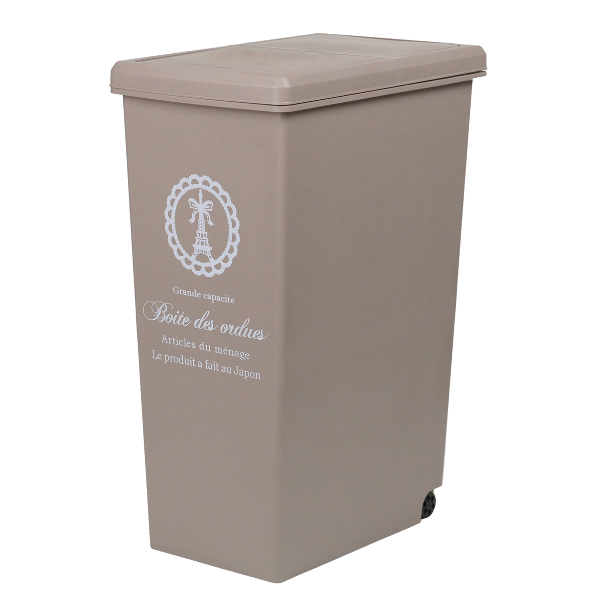 ゴミ箱 20L スライドペール ふた付き エッフェル塔 ( ごみ箱 20リットル ダストボックス スリム 分別 キッチン スライド スライド式 蓋つき 大容量 プラスチック ペール 角型 縦型 フタ付き おしゃれ ) 【ベージュ】 ベージュ