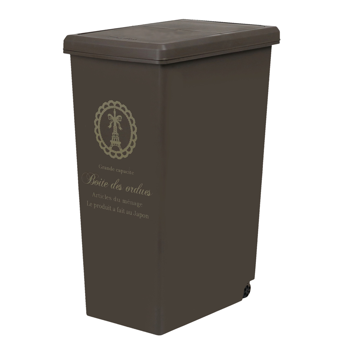 ゴミ箱 30L スライドペール ふた付き エッフェル塔 ( ごみ箱 30リットル ダストボックス スリム 分別 キッチン スライド スライド式 蓋つき 大容量 プラスチック ペール 角型 縦型 フタ付き おしゃれ ) 【ブラウン】 ブラウン