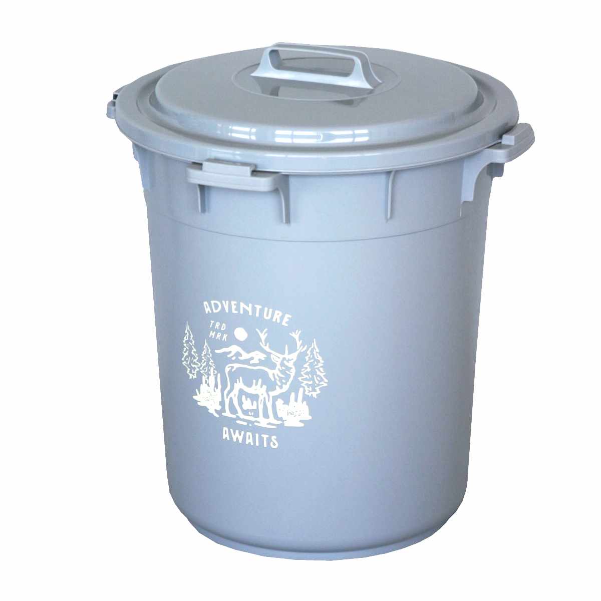 ゴミ箱 45L カラーペール アースカラー ( ごみ箱 45リットル 大容量 ふた付き 屋外 丸型 ペール 分別 収納 外用ゴミ箱 大きい 筒型 ストック 清掃用品 アウトドア用品 DIY用品 園芸用品 おしゃれ ) 【クールグレー】 クールグレー