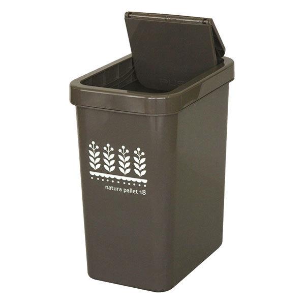 ゴミ箱 同色2個セット 18L スライドペール ふた付き ( ごみ箱 18リットル スライド 蓋つき スリム ダストボックス キッチン プラスチック 18l ペール 角型 縦型 分別ゴミ箱 スライド式 フタ付き おしゃれ ナチュラル ) 【ブラウン】 ブラウン