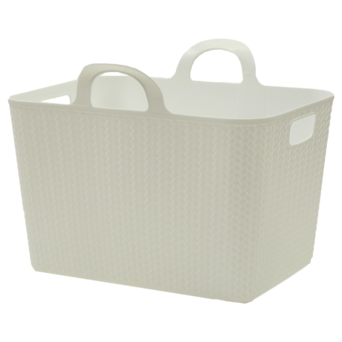 バスケット 持ち手付き 約 幅47.5×奥行32×高さ35.2cm アミーゴバケット 角型 ( 収納 ケース かご ボックス 洗える 角 ハンドル付き 持ち手 籠 おもちゃ入れ ランドリー リビング収納 幅48 48 32 36 Mサイズ 日本製 ) 【ホワイト】 ホワイト