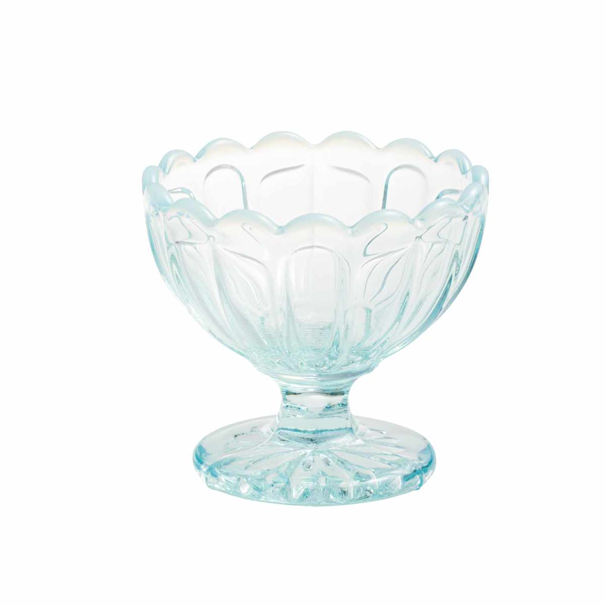 廣田硝子 ミニフラッペ 雪の花 ( ガラス 日本製 フラッペ デザート 食器 器 うつわ ブルー 古代色 脚付き 小鉢 おしゃれ かわいい デザートボウル パフェグラス アイスカップ プリンアラモード 花 ) 【ブルー】 ブルー