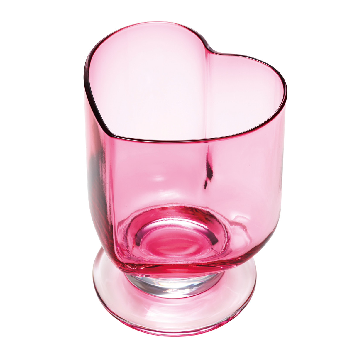 廣田硝子 ハート型 台付きグラス スキ ( ガラス 日本製 コップ カップ デザート 食器 デザート食器 おしゃれ かわいい レトロ 昭和 モダン珈琲 想グラス ) 【ピンク】 ピンク