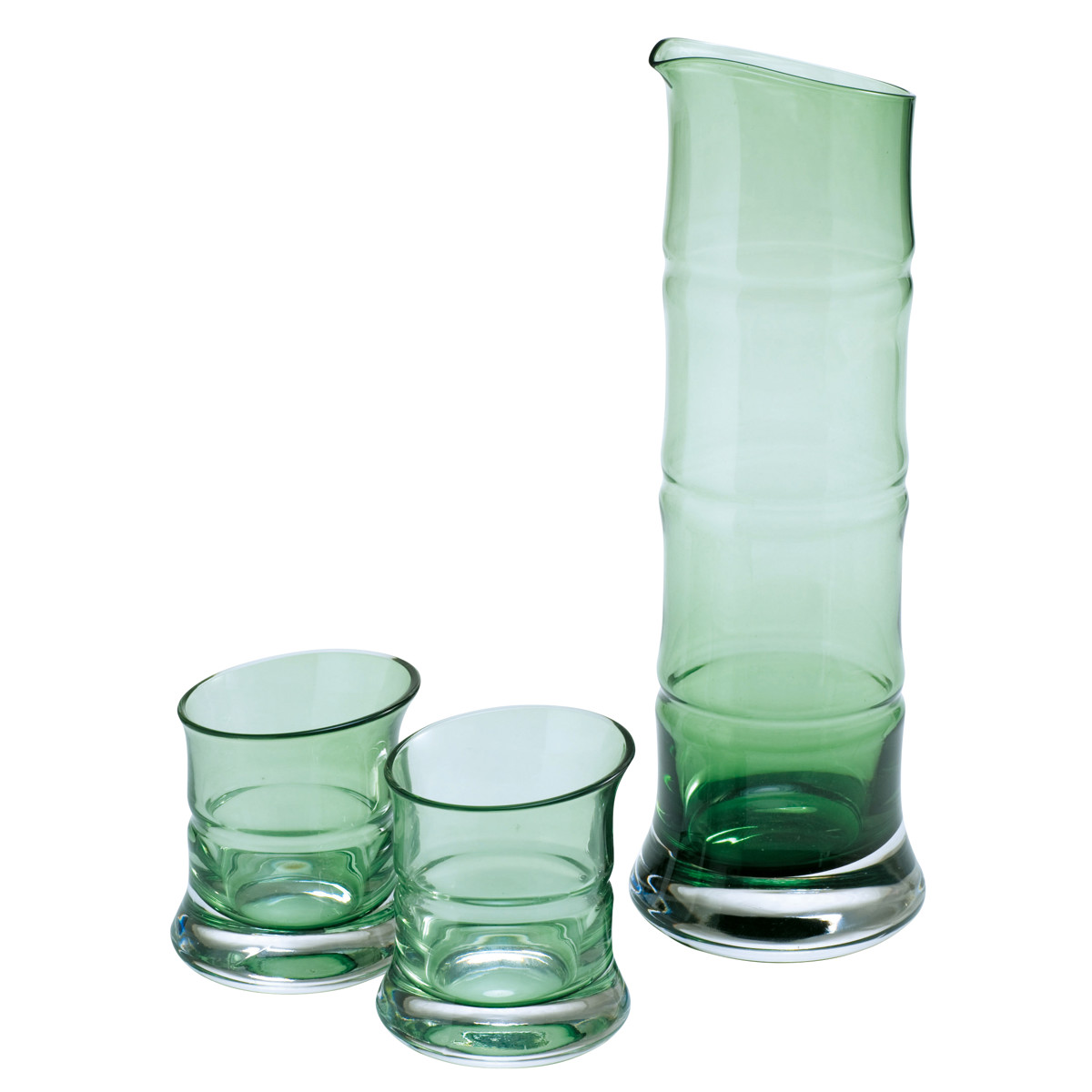 廣田硝子 酒器 酒器揃 大 青竹 金竹 氷竹 ( ガラス 日本製 2合 長注器 ぐいのみ おちょこ お猪口 銚子 徳利 グラス コップ 竹 bamboo おしゃれ ギフト プレゼント 贈り物 ) 【青竹】 青竹