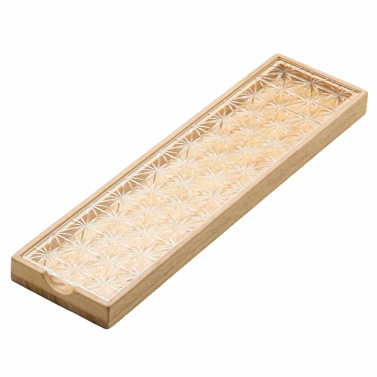 廣田硝子 皿 江戸切子 ( ガラス 日本製 お皿 プレート 桐 木製 角型 長方形 食器 小物入れ ケース おしゃれ 和モダン スタイリッシュ シンプル モダン インテリア ) 【麻の葉×桐白木】 麻の葉×桐白木