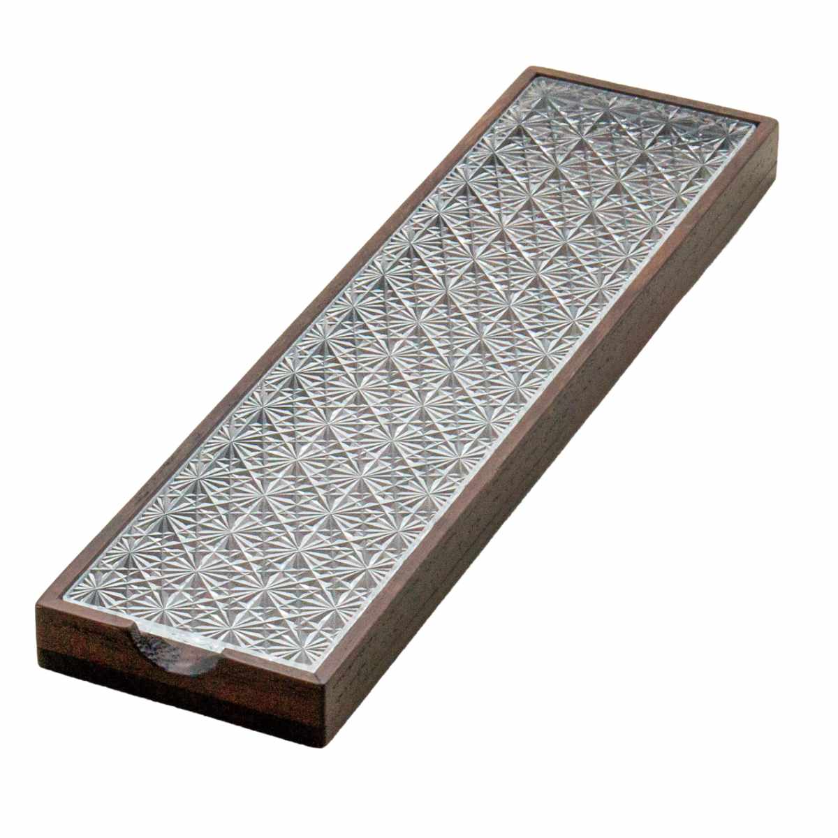 廣田硝子 皿 江戸切子 ( ガラス 日本製 お皿 プレート 桐 木製 角型 長方形 食器 小物入れ ケース おしゃれ 和モダン スタイリッシュ シンプル モダン インテリア ) 【菊繋ぎ×桐柿渋】 菊繋ぎ×桐柿渋