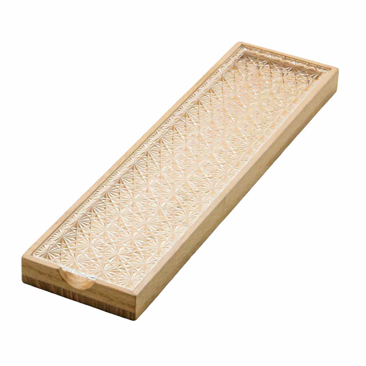 廣田硝子 皿 江戸切子 ( ガラス 日本製 お皿 プレート 桐 木製 角型 長方形 食器 小物入れ ケース おしゃれ 和モダン スタイリッシュ シンプル モダン インテリア ) 【菊繋ぎ×桐白木】 菊繋ぎ×桐白木